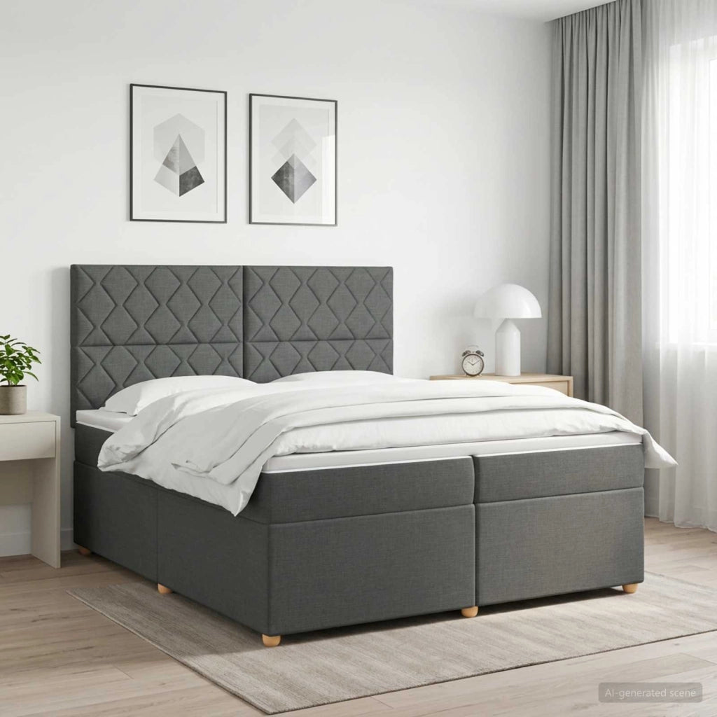 Letto box spring con materasso Grigio Scuro 200 x 200 cm 3455435
