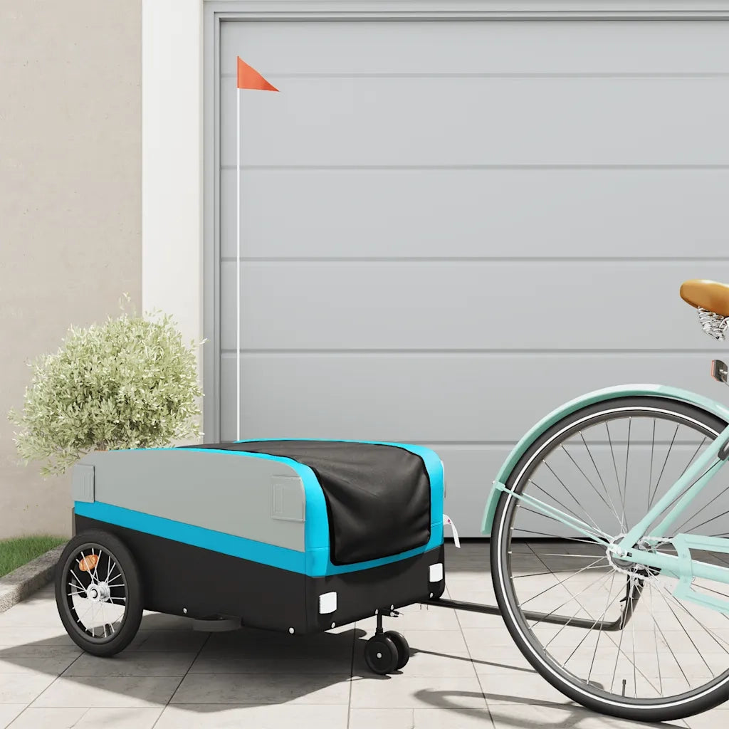 Rimorchio da Bici Nero e Blu 45 kg in Ferro CFW9588767