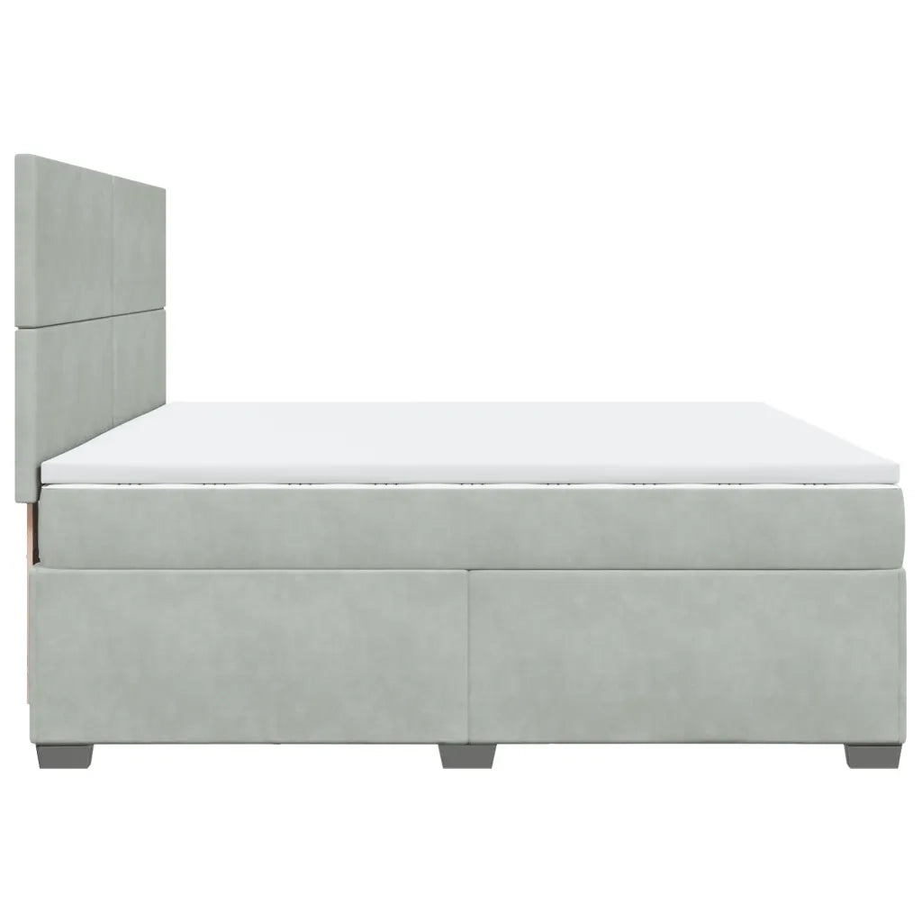 vidaXL Giroletto a Molle con Materasso Grigio Chiaro 200x200cm Velluto