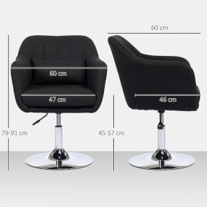 Sedia lounge imbottita girevole 360° con altezza regolabile, braccioli e supporto lombare, nera