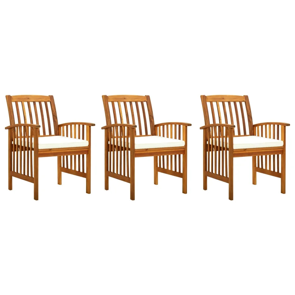 Sedie da Pranzo per Giardino 3pz Cuscini in Massello di Acacia cod mxl 23144