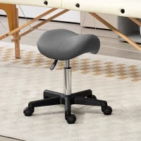 Sgabello a Rotelle Regolabile in Altezza, Girevole, in Ecopelle, 48 x 47 x 45-57 cm, Grigio