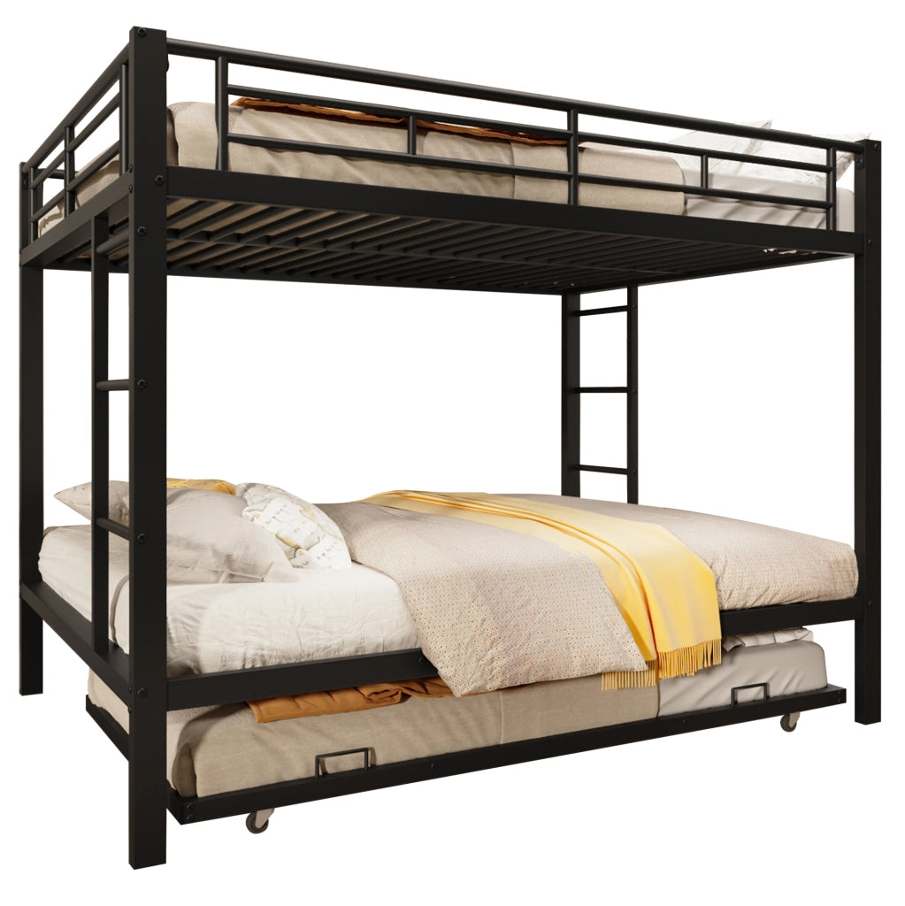 Letto a castello in metallo 140x200 cm con letto estraibile; nero