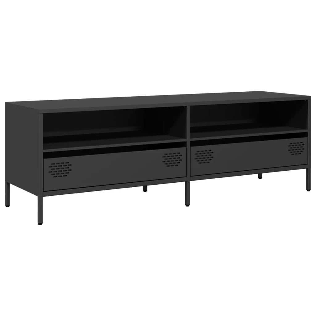 Mobile TV multimediale scaffale TV credenza mobile TV sala da pranzo soggiorno camera da letto 135 x 39 x 43,5 cm acciaio laminato a freddo nero 02_0025898