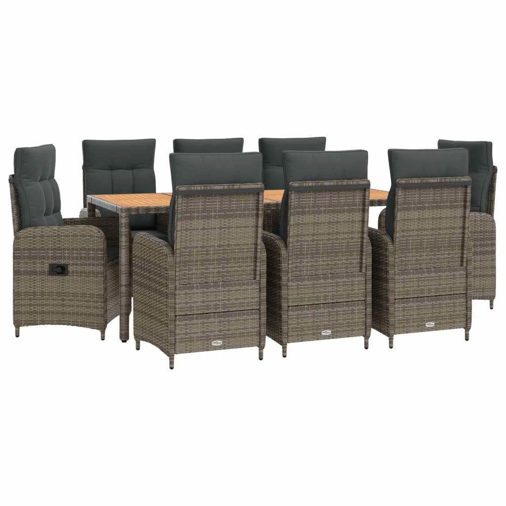 Set da pranzo per esterni 9 pz Grigio chiaro e grigio scuro 3422289