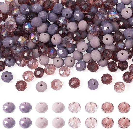 Facette/Rondelle in vetro AB - 200 pezzi - Dimensioni 8x6 mm - Leggero - Materiale vetro di alta qualità - Decorazioni in vetro