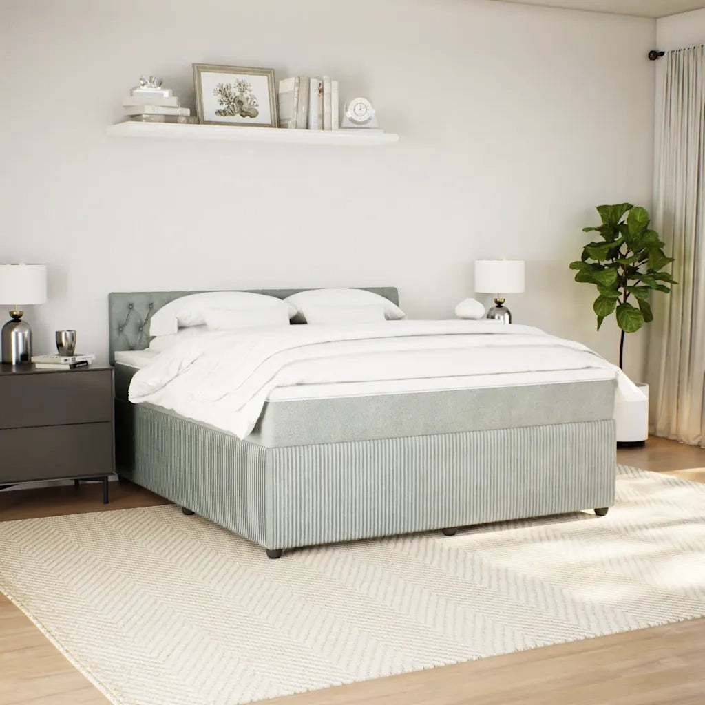 Giroletto a Molle con Materasso Grigio Chiaro 180x200cm Velluto