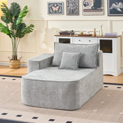 OKWISH Chaise Longue con Cuscino e Tasche Laterali, Seduta Completamente Imbottita senza Montaggio, Ciniglia, Grigio