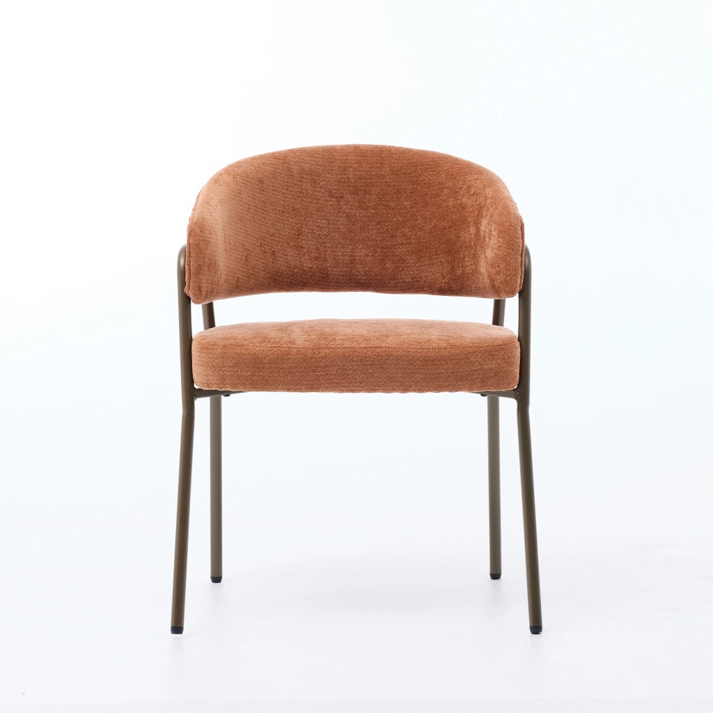 Sedia da Pranzo Imbottita con Braccioli in Velluto e Gambe in Metallo ¨C MINIMAL ¨C Arancione
