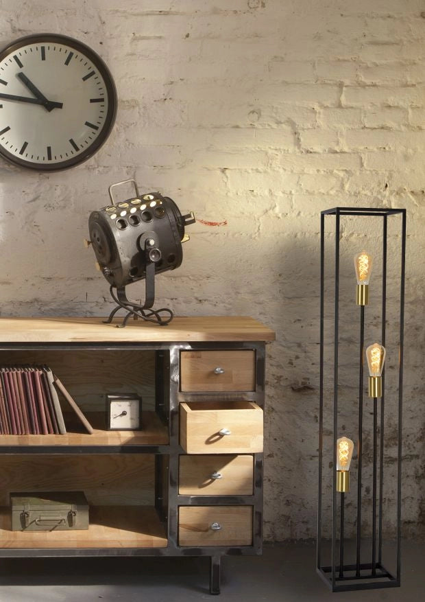 Lampada da terra Lucide Ruben nero oro 3xE27 H120 40W