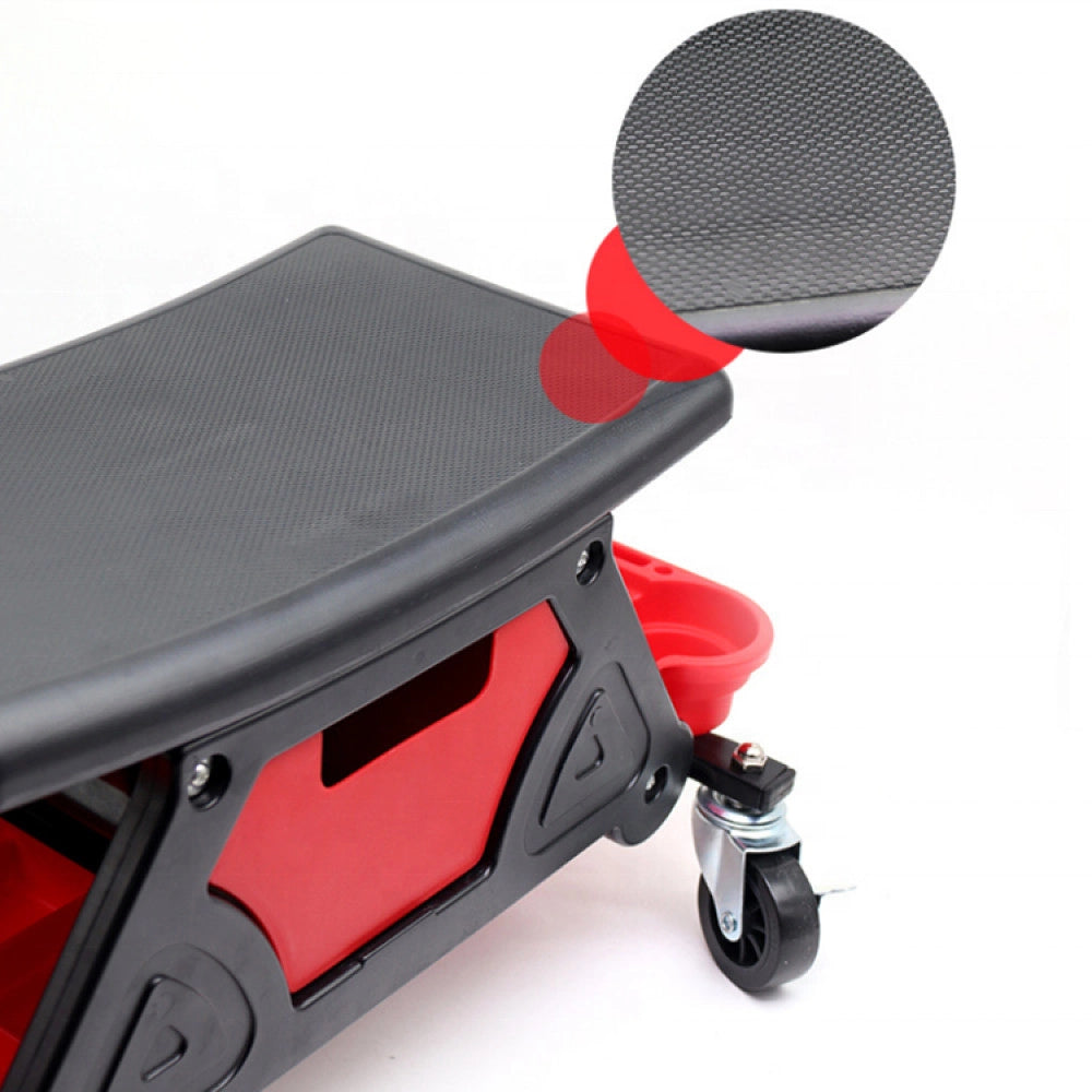 Trade Shop - Sgabello Da Officina Meccanico 136kg Seggiolino Carrello Auto Moto Con 4 Ruote -