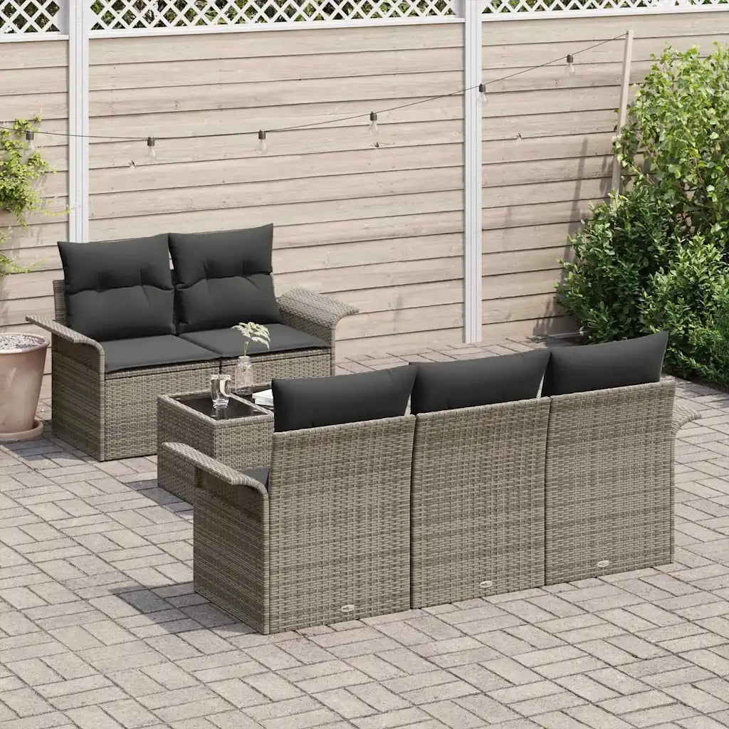 Set di divani con cuscino 6 pcs Grigio polyrattan 3345239
