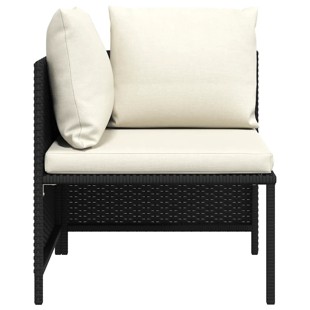 Divano ad Angolo Modulare con Cuscini in Polyrattan Nero cod mxl 61585