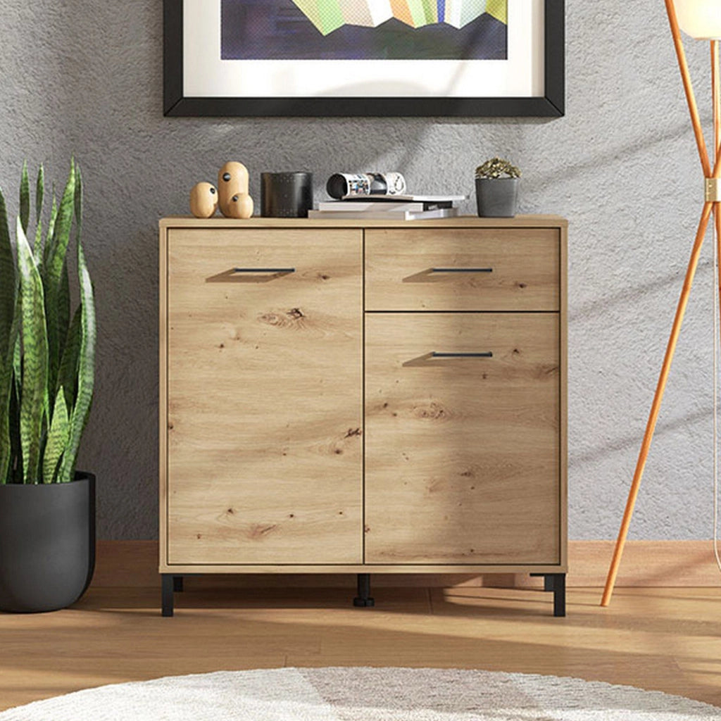 Madia Laerruu, Credenza un Cassetto, 93x40x90h cm Marrone Rovere Nodi