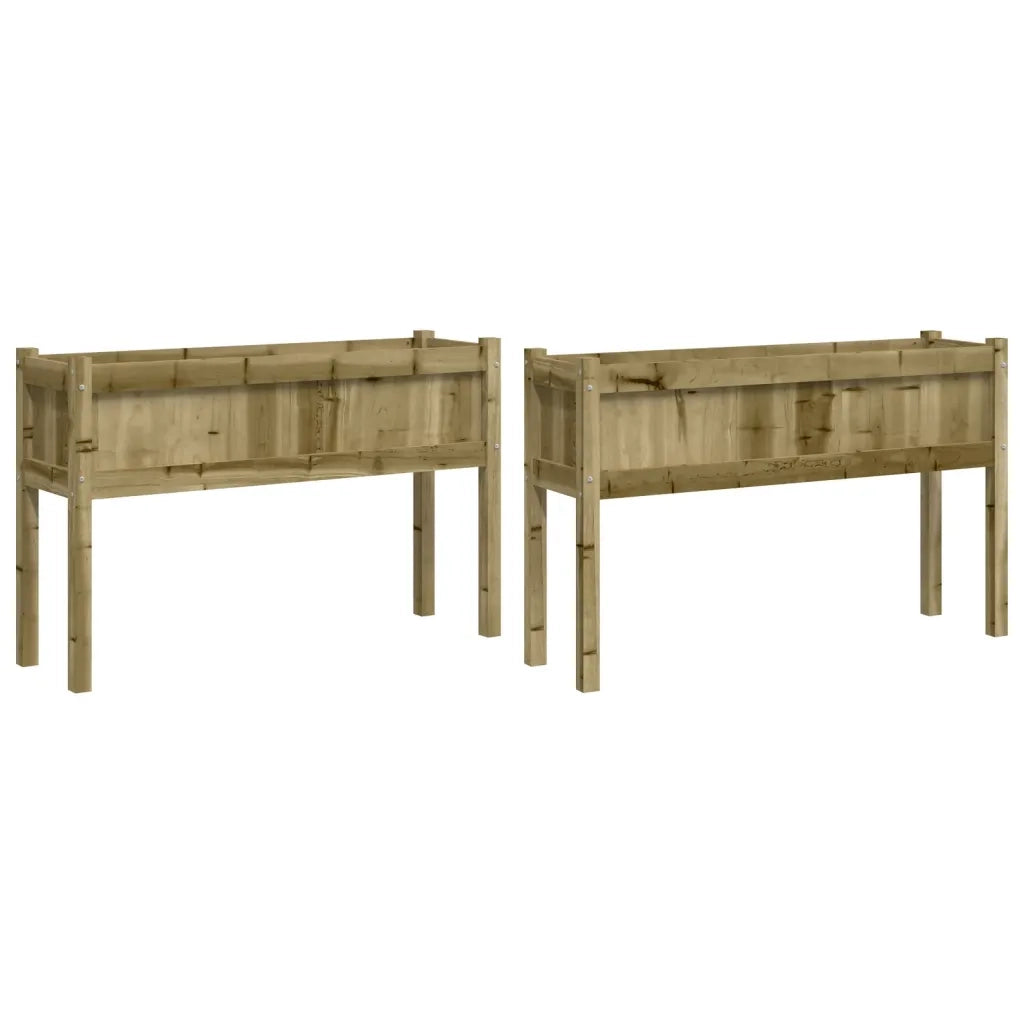 2 pz Fioriere | Cassetta per fiori | Vaso da Giardino con Gambe in Legno di Pino Impregnato