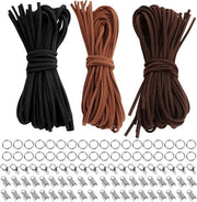 Banda in lana di lino 3 colori 10 m x 3 mm - collane e collari DIY - lana di suède - corda con chiusura - gioielli artigianali