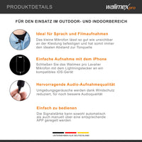 Boya M2 microfono a clip per iOS piccolo e potente microfono lavalier 50 Hz 20 kHz per dispositivi iOS, cavo adattatore Lightning adatto anche alla digitalizzazione nero