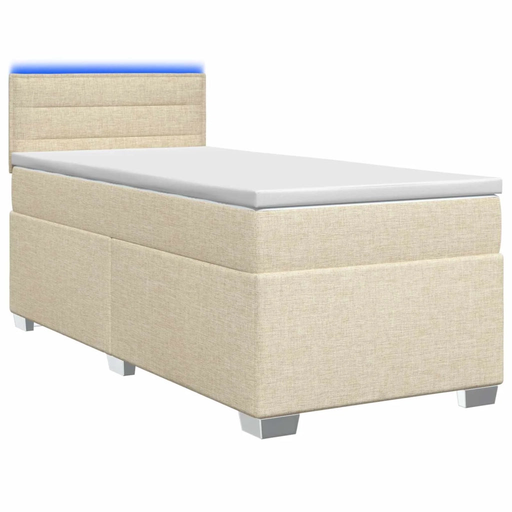 Letto con Box Spring, Materasso e LED Crema 80 x 200 cm Tessuto 3451810