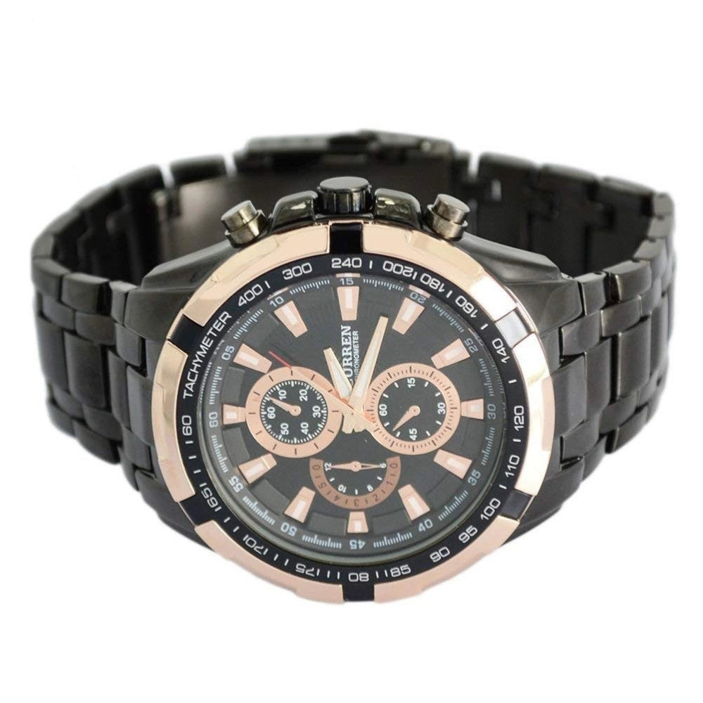 Trade Shop - Orologio Da Polso Analogico Watch Quarzo Black Silver Curren 8023 Impermeabile -
