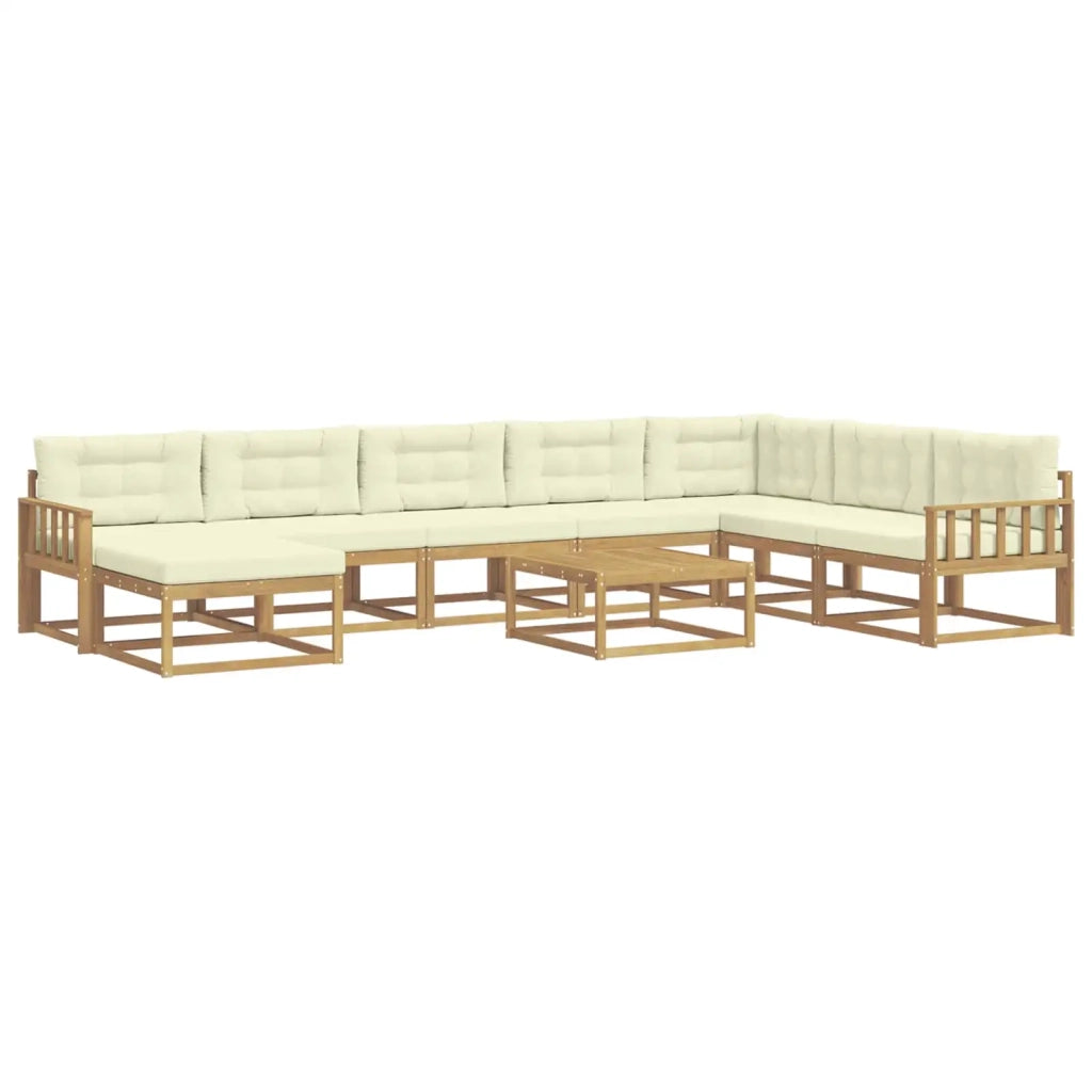 Set di divani da esterno 9 pcs Bianco e Crema