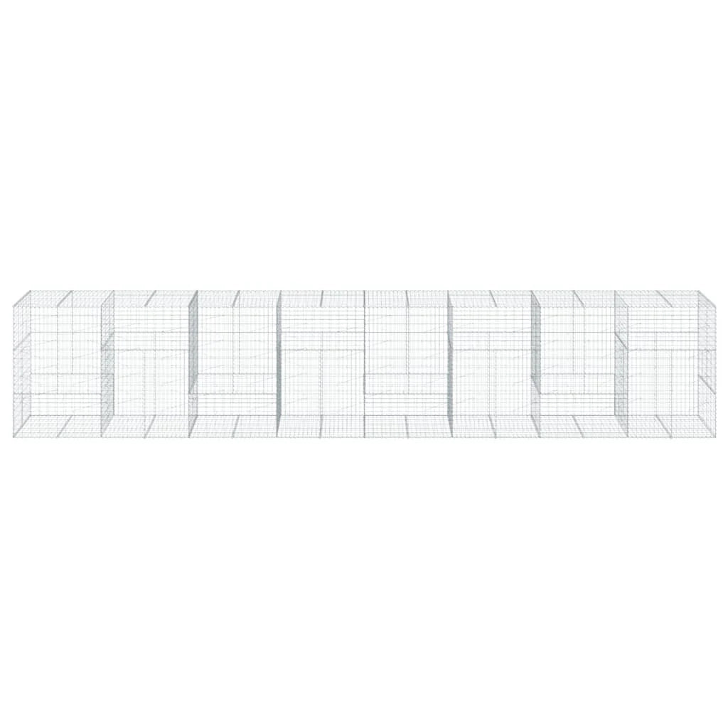 Gabbione recinto a gabbia muro di contenimento con coperchio 800 x 100 x 150 cm ferro zincato argento 02_0040200