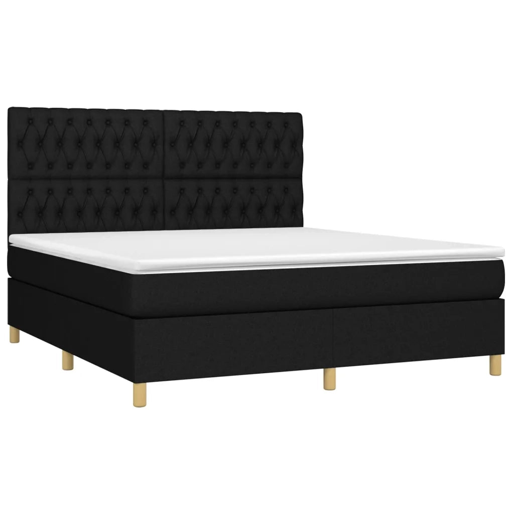 Letto a Molle con Materasso e LED Nero 180x200cm in Tessuto 3135695