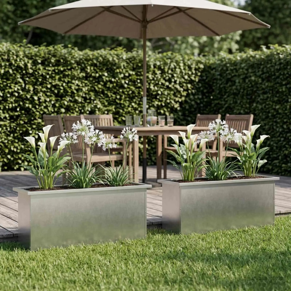 Fioriera da giardino con LED 2 pz Argento 30 x 100 x 30 cm 8008121