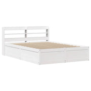 Letto matrimoniale | Letto per adulti | Giroletto con Testiera Bianco 140x190 cm in Legno Massello Pino