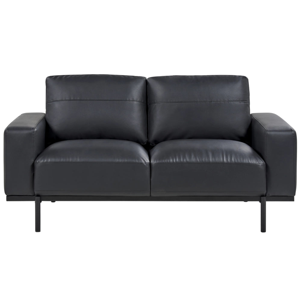 Divano nero in ecopelle gambe in metallo 156 x 87 x 72 cm 2 posti divano classico salotto moderno