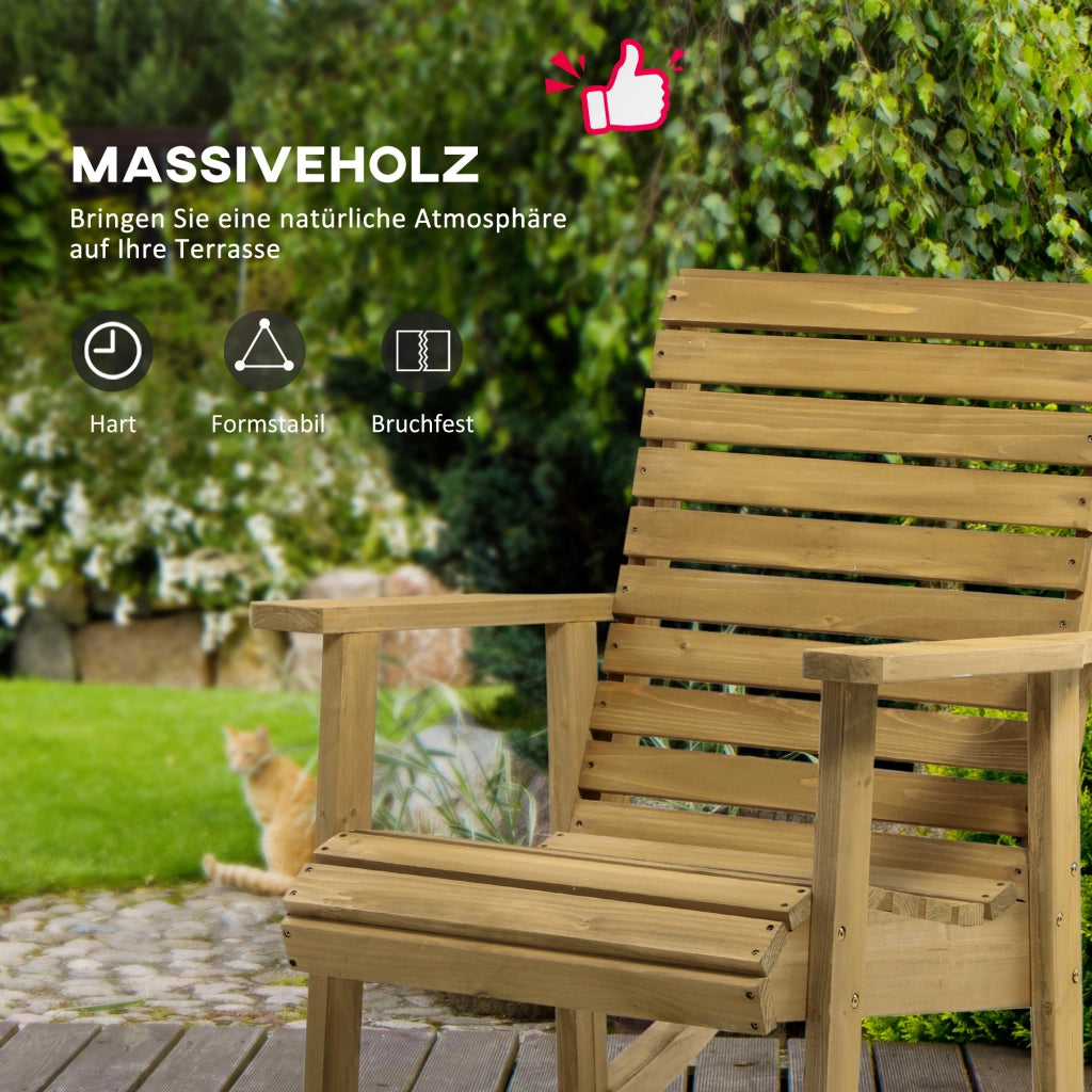 Sedia da Giardino con Dondolo ¨C zephmum ¨C Legno Naturale 64x86x85 cm