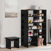 Mobile per scarpe 2 pz-Set di 2 Scarpiera Rovere Nero Legno multistrato