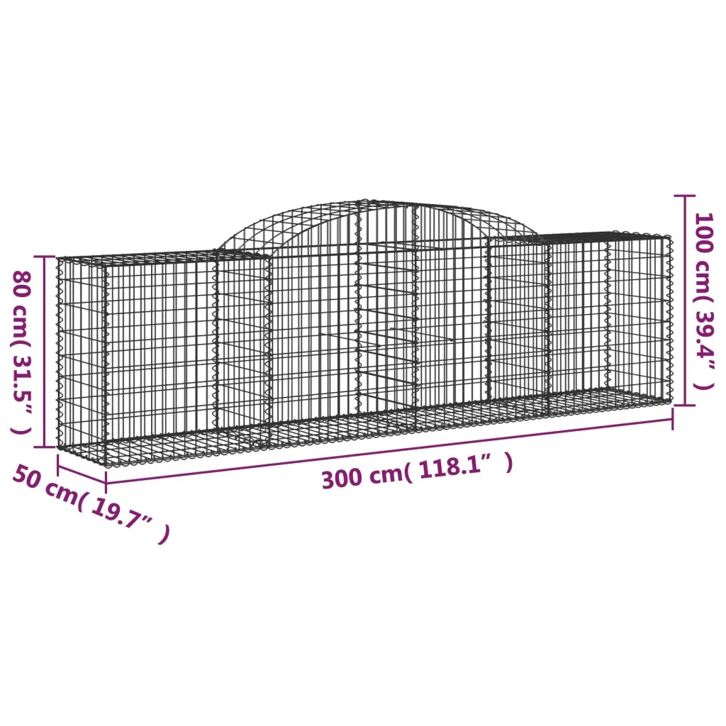 Cesti Gabbioni ad Arco 30 pz 300x50x80/100 cm Ferro Zincato 3146699