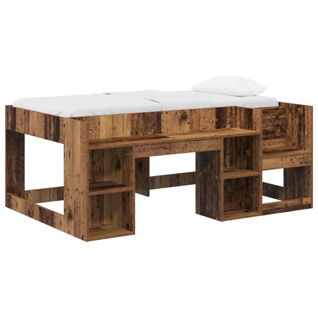 Telaio del letto con storage Legno antico 80 x 160 cm
