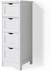Cassettiera da bagno Bianco, Grigio, 30 x 81 cm, combinabile con altri mobili della serie Bianco