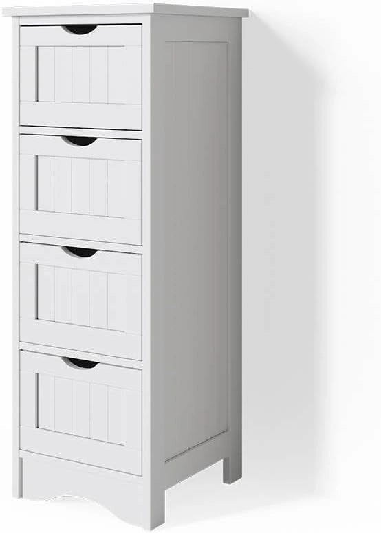 Cassettiera da bagno Bianco, Grigio, 30 x 81 cm, combinabile con altri mobili della serie Bianco