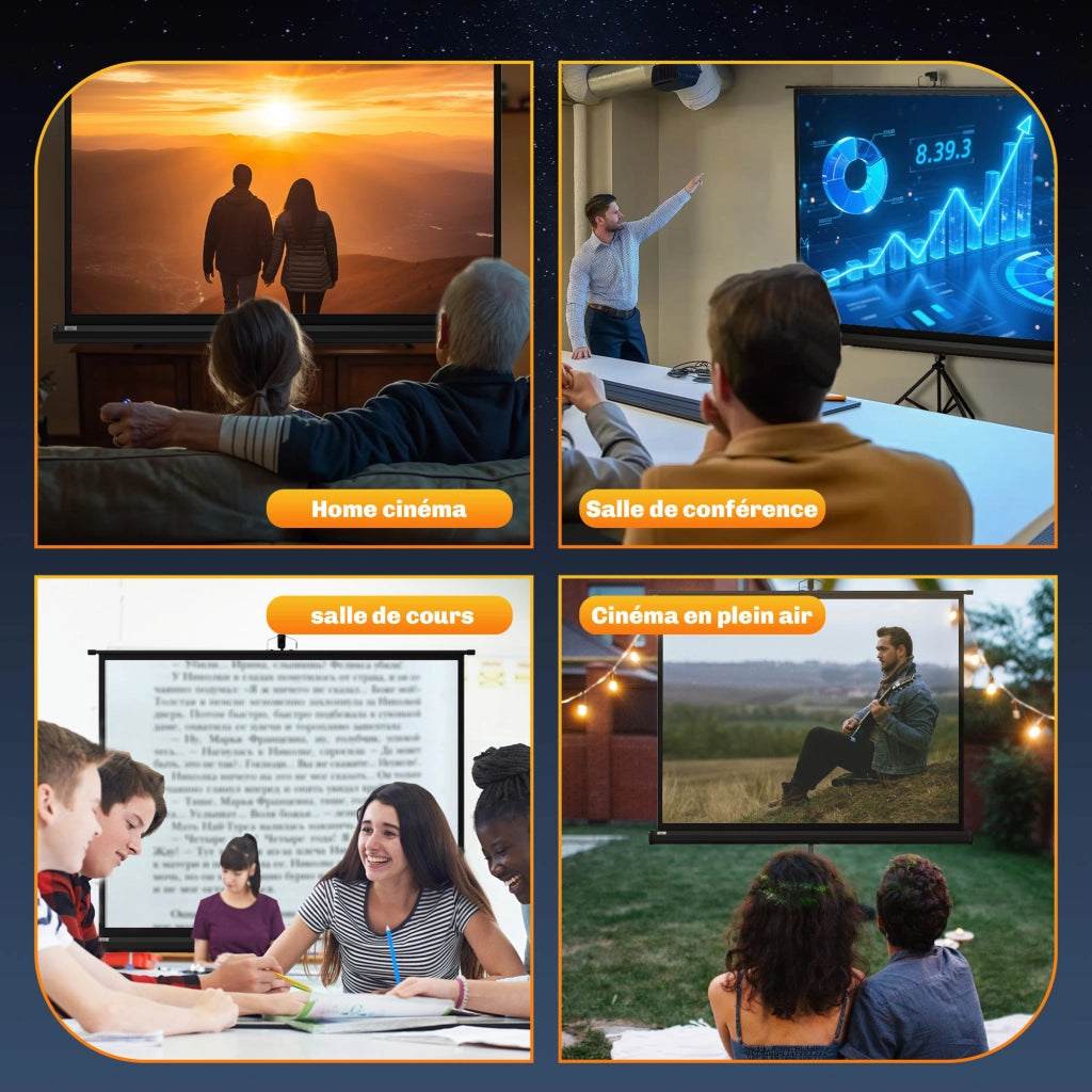 Schermo proiezione 84 pollici con supporto treppiede regolabile ¨C Minimal ¨C 4K HD 4:3 interno/esterno