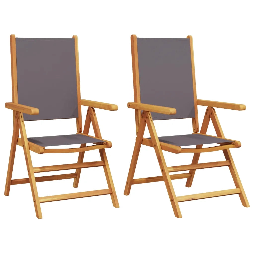 Sedie da Giardino 2pz Antracite Legno Massello Acacia e Tessuto 367658