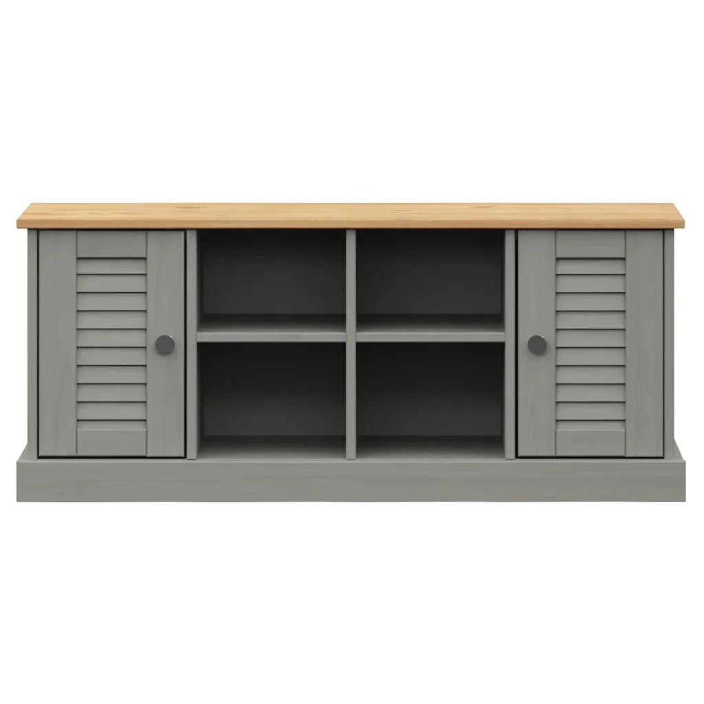 Panca Porta Scarpe Grigia VIGO 106x35x45 cm Legno Massello Pino 353180