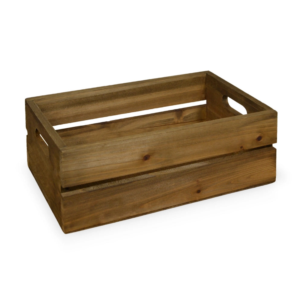 Cassettina Contenitore Portaoggetti in Legno Marrone con manici cm 30 x 19 x h11