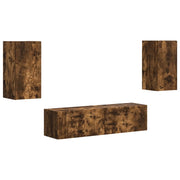 Set mobile TV 4 pz | Armadietto TV | Mobile Porta TV Rovere fum¨¦ Legno multistrato