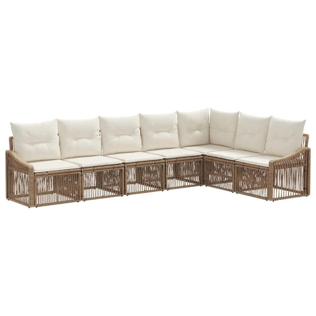 Set Divano da Giardino 7 pcs Beige polyrattan 3436017