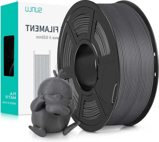 Filamento PLA 1,75 mm - Superficie Matta - Facile da Utilizzare - 1 kg (2,2 lbs) Bobina - Grigio - Stampante 3D FDM