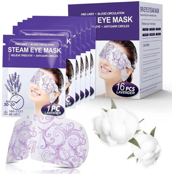 Oogmasker Verwarmante 16-delig Stomma Oogmasker Slaapmasker Bril per Bagnomassaggio per la Fatica degli Occhi, Cerchie Scure, Migraine, Cura dei Palpebre, Relax per gli Occhi e il Corpo (Lavanda)