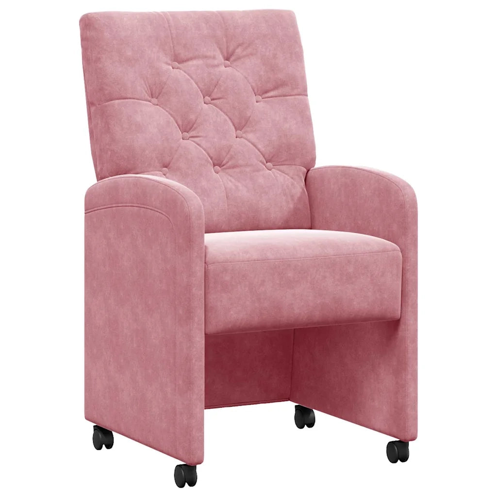 Sedie da Pranzo con Ruote 2 pcs Rosa 58 x 67 x 97 cm Velluto