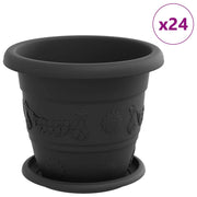 Fioriere | Cassetta per fiori | Vasi per Piante 24 pz Nero ? 22 x 18 cm Plastica
