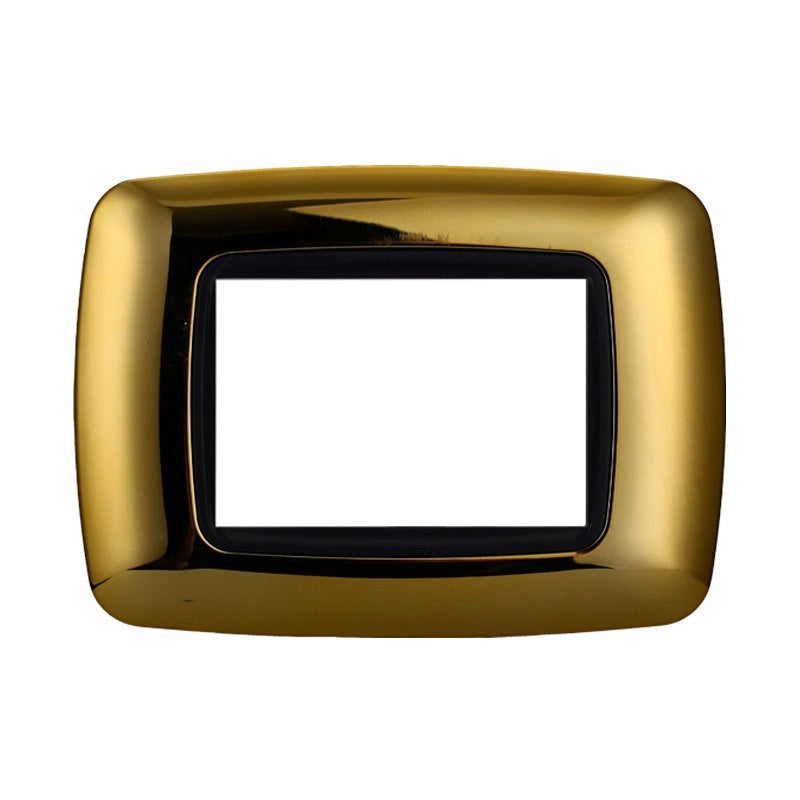 Placca Plastica Bombata Serie Space 3P Colore Oro Lucido Compatibile Con Bticino Living International
