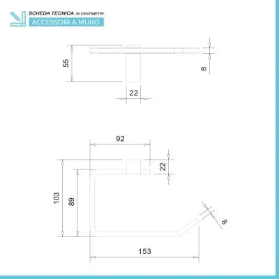 Set accessori a muro 6 pezzi in acciaio cromato e viti incluse  Unica