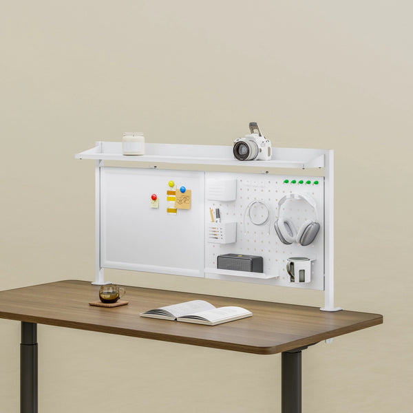 Organizzatore Virvik Pannello Forato da Scrivania con Morsetti 117 x 73 cm - Bianco [en.casa]