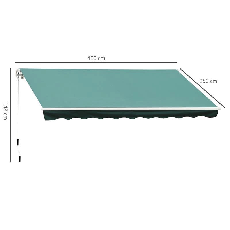 TENDA DA SOLE A MANOVELLA CON COPERTURA IMPERMEABILE 400 X 250 CM COLORE VERDE