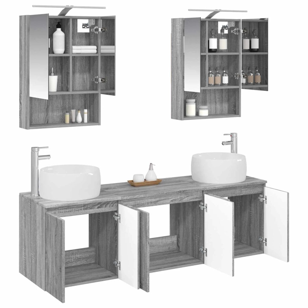 Set di Armadi da Bagno 5 pcs Sonoma grigio Legno ingegnerizzato 3406524